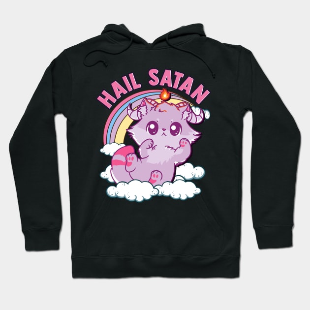 Funny Satanic Hail Satan Kitten Cute Rainbow Cat Hoodie by theperfectpresents